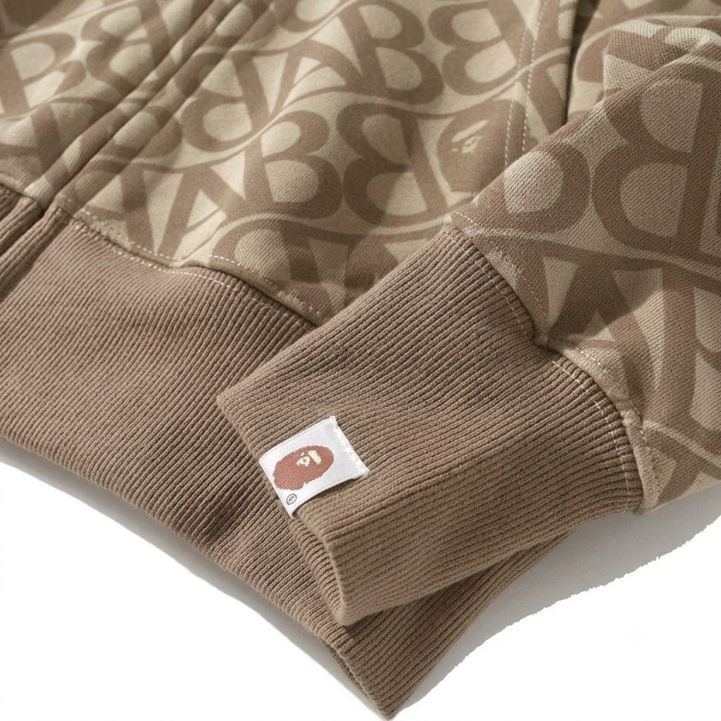 Poleron BAPE Shark Full Zip Hoodie – Beige Gold