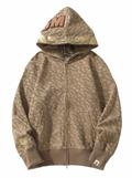 Poleron BAPE Shark Full Zip Hoodie – Beige Gold