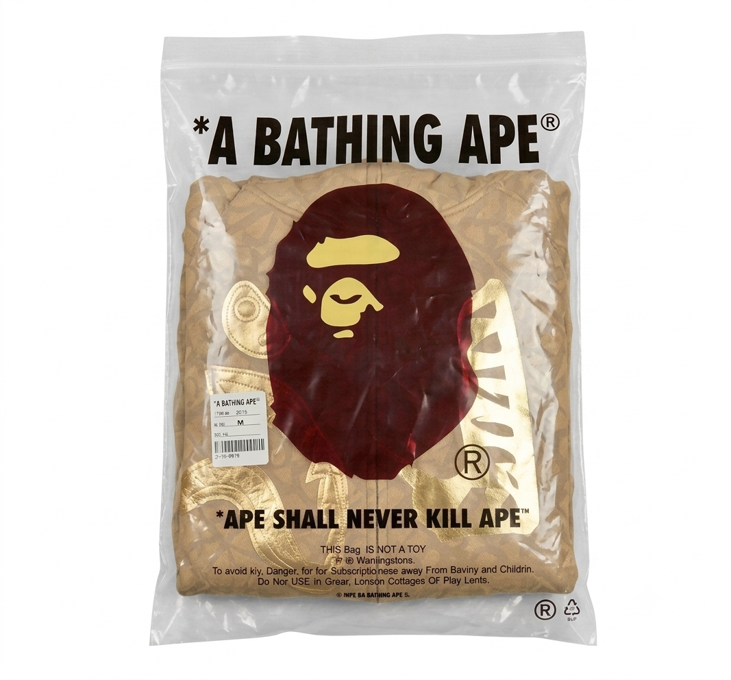 Poleron BAPE Shark Full Zip Hoodie – Beige Gold