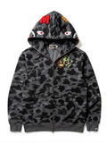 Polerón BAPE Shark Full Zip Hoodie – Camo Gris
